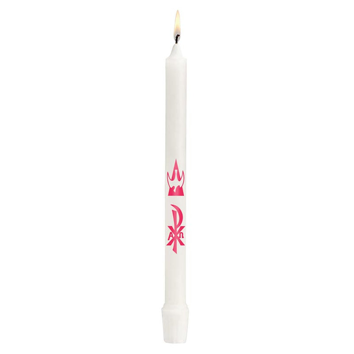 Chi Rho Baptismal Straight Side Candles - 12 Pieces Per Package
