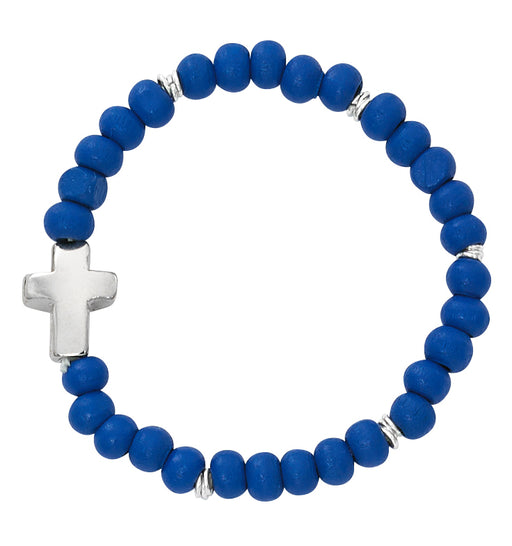 Child's Blue Wooden Bead Cross Bracelet Catholic Gifts Catholic Presents Gifts for all occasion