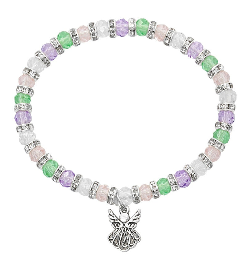 Child's Multi Colored Crystal Guardian Angel Bracelet Catholic Gifts Catholic Presents Gifts for all occasion