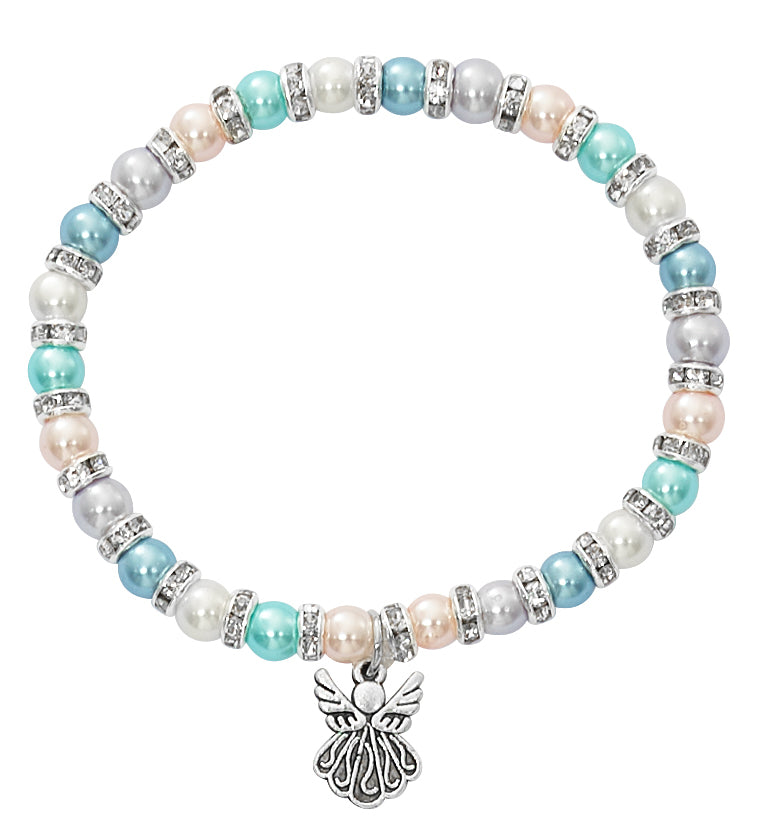 Child's Multi Colored Pearl Guardian Angel Bracelet Catholic Gifts Catholic Presents Gifts for all occasion