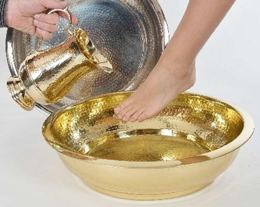 Cuenco para lavado de pies para servicio religioso de latón macizo