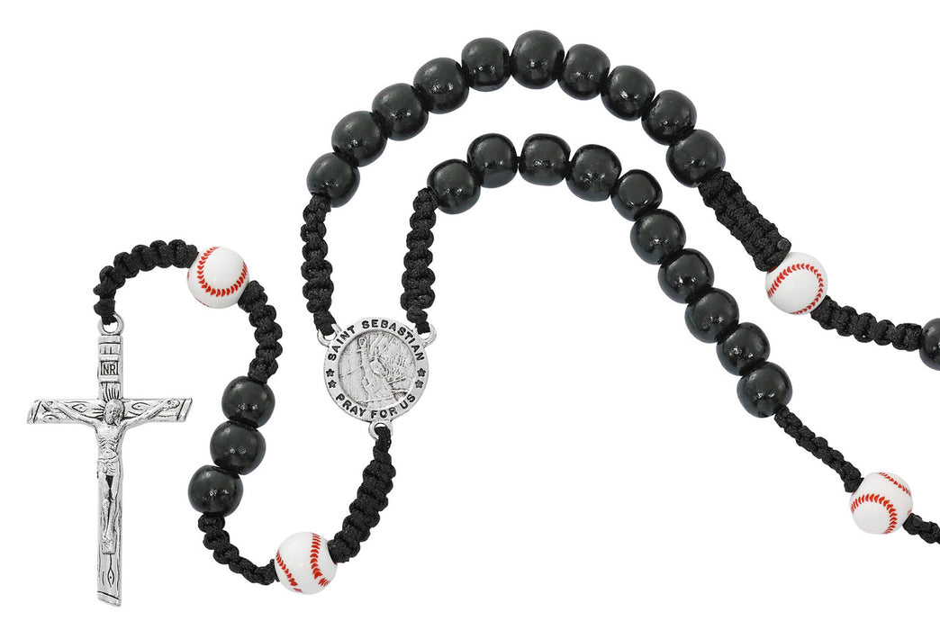 Corded Baseball St. Sebastian Rosary 