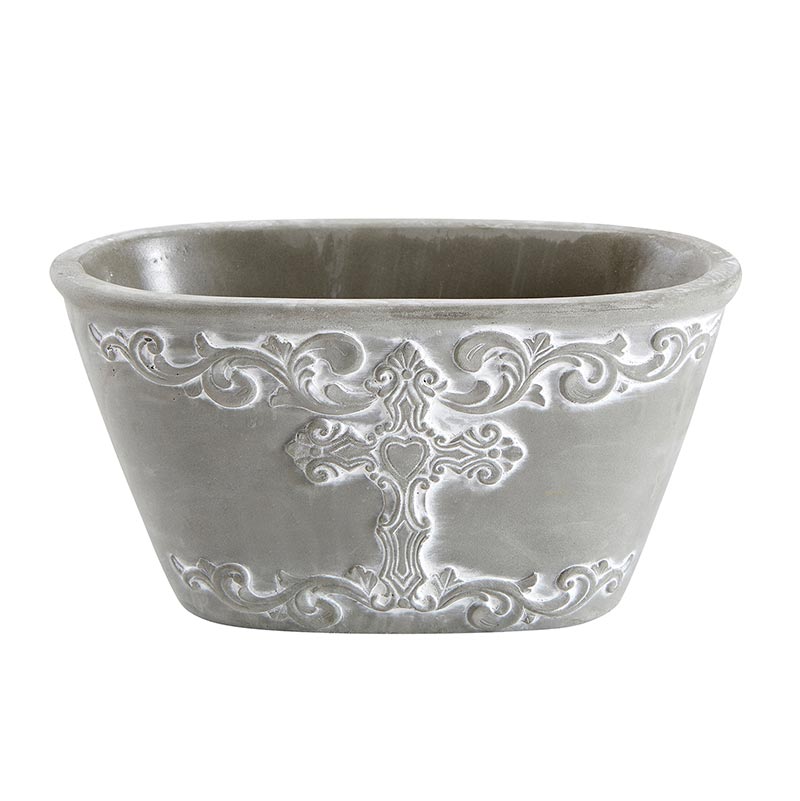 Cross Cement Pot