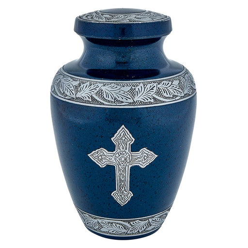 Cross Dark Blue Memorial Urn
