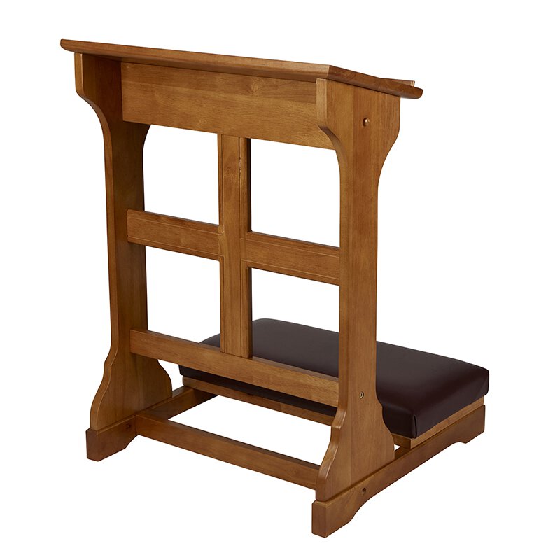Cross Padded Kneeler - Medium Oak Stain