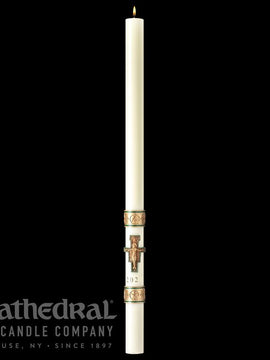 The SCULPT WAX ® Collection Cross of St. Francis Paschal Candle - Cathedral Candle - 51% Beeswax - 18 Sizes