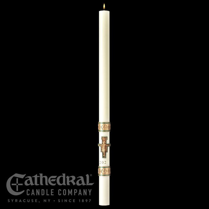 Cross of St. Francis Paschal Candle - Cathedral Candle - Beeswax - 18 Sizes