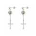 Crucifix Earrings with Genuine Turquoise Murano Beads