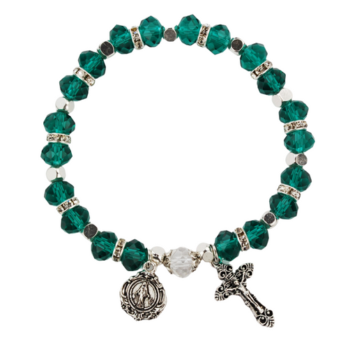 Crystal Emerald Beads Miraculous Medal Rosary Bracelet Catholic Gifts Catholic Presents Gifts for all occasion