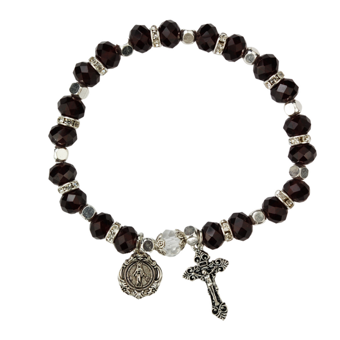 Crystal Garnet Beads Miraculous Medal Rosary Bracelet Catholic Gifts Catholic Presents Gifts for all occasion