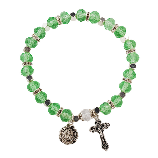 Crystal Peridot Beads Miraculous Medal Rosary Bracelet Catholic Gifts Catholic Presents Gifts for all occasion