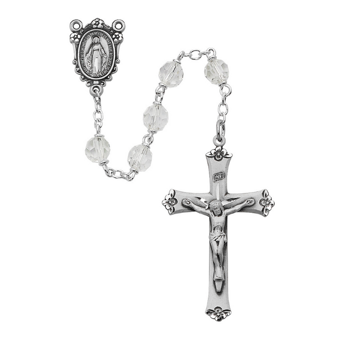 Crystal Tin Cut Sterling Silver Miraculous Medal Rosary Rosary Catholic Gifts Catholic Presents Rosary Gifts