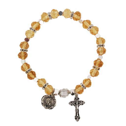 Crystal Topaz Beads Miraculous Medal Rosary Bracelet Catholic Gifts Catholic Presents Gifts for all occasion