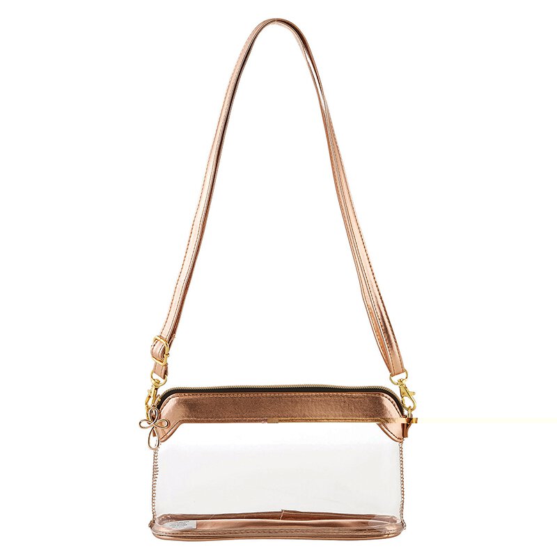 Rose Gold Clear Crossbody Shoulder Stadium Bag