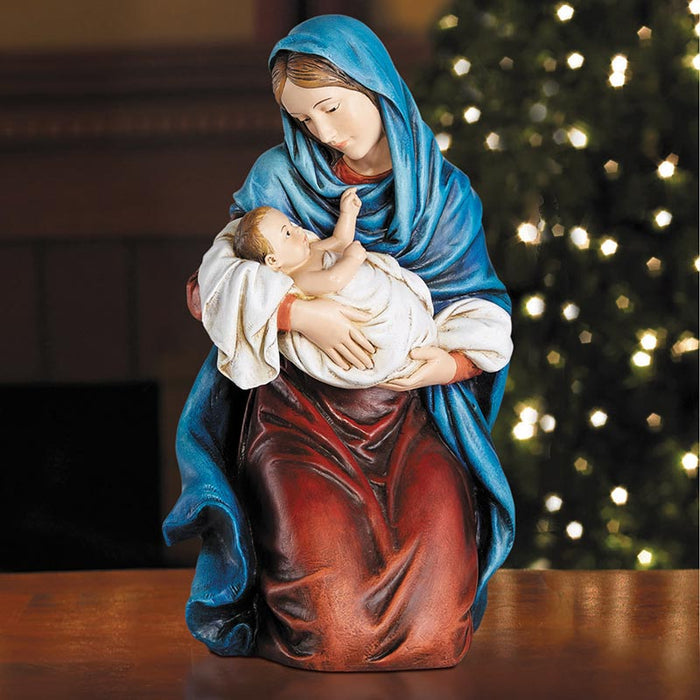 12-1/4" H Figurine - Kneeling Madonna With Child