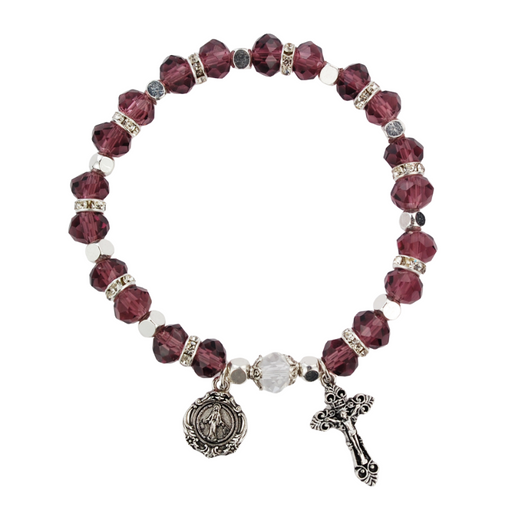 Crystal Amethyst Beads Miraculous Medal Rosary Bracelet Catholic Gifts Catholic Presents Gifts for all occasion