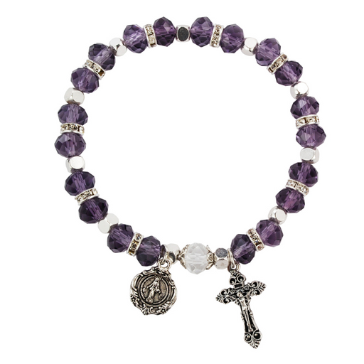 Dark Crystal Amethyst Beads Miraculous Medal Rosary Bracelet Catholic Gifts Catholic Presents Gifts for all occasion