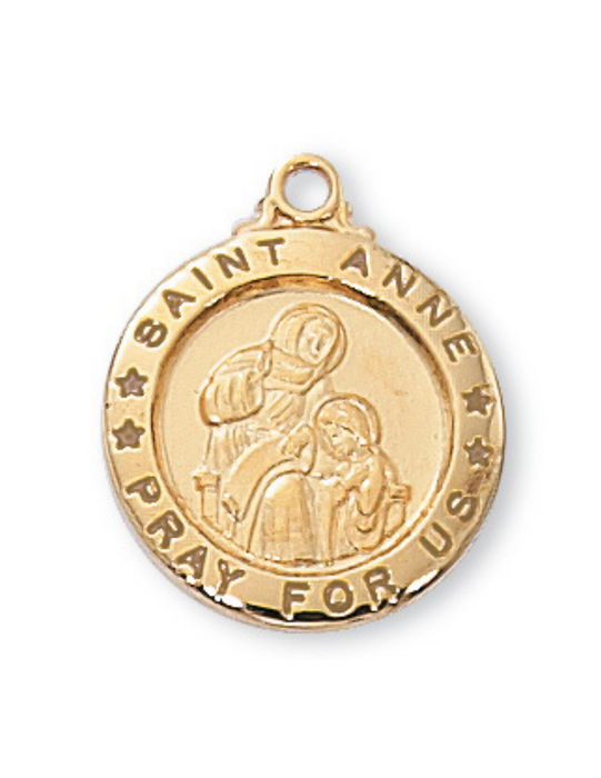 Engravable Gold over Sterling Silver St. Anne Medal w/ 20" Gold Plated Chain Engravable Gold over Sterling Silver St. Anne Medal Engravable Gold over Sterling Silver St. Anne necklace