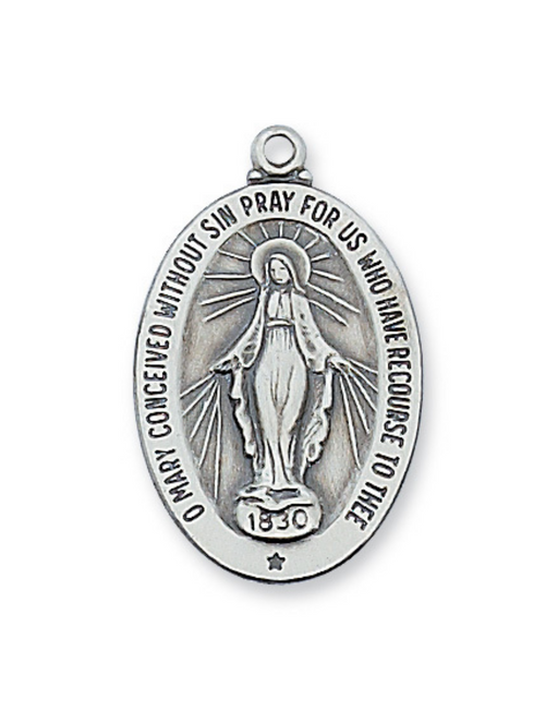 Custom Engraved Medals Personalized medals  Engravable Sterling Silver Miraculous Medal w/ 20" Rhodium Plated Chain
