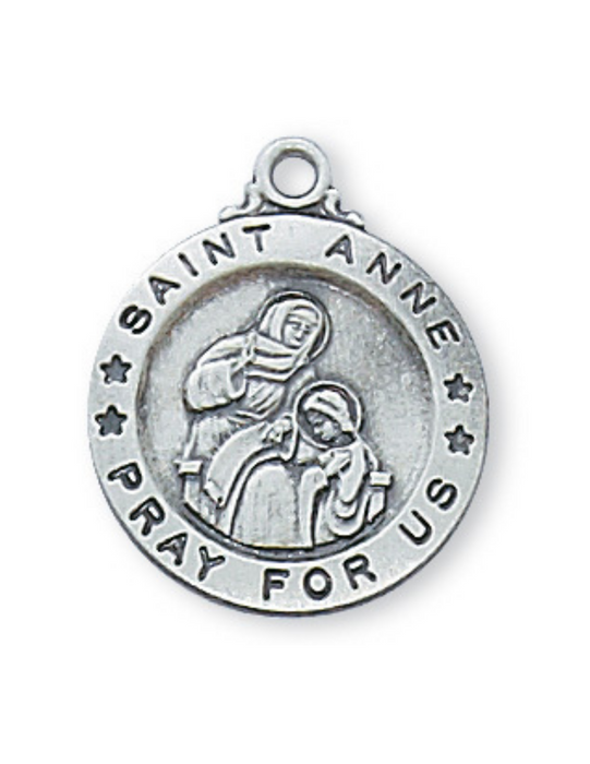 Engravable Sterling Silver St. Anne Medal w/ 18" Rhodium Chain Engravable Sterling Silver St. Anne Medal Engravable Sterling Silver St. Anne necklace