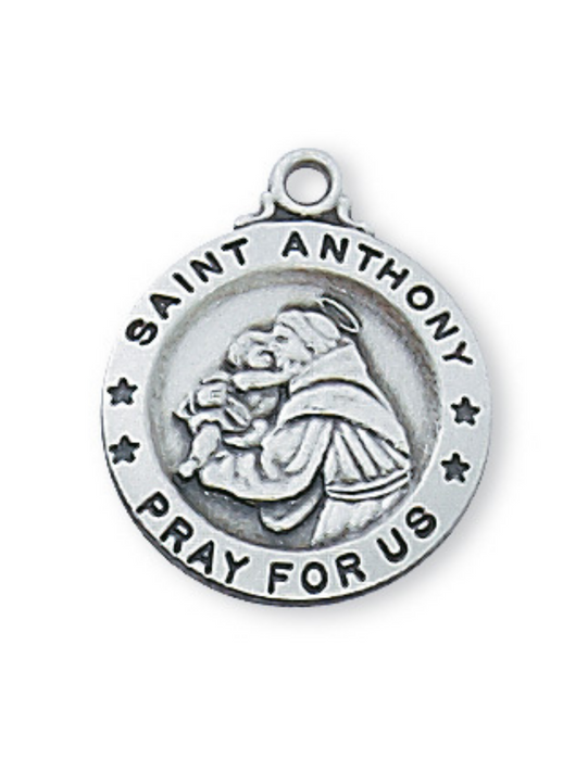 Sterling Silver St. Anthony Medal w/ 18" Rhodium Chain Sterling Silver St. Anthony Medal Sterling Silver St. Anthony necklace