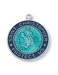 Engravable Sterling Silver St. Christopher Blue Enameled Medal w/ 18" Rhodium Chain Engravable Sterling Silver St. Christopher Blue Enameled Medal Engravable Sterling Silver St. Christopher Blue Enameled necklace