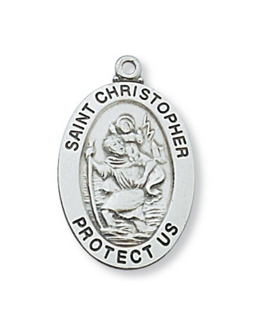 Engravable Sterling Silver St. Christopher Medal w/ 20" Rhodium Chain Engravable Sterling Silver St. Christopher Medal Engravable Sterling Silver St. Christopher necklace