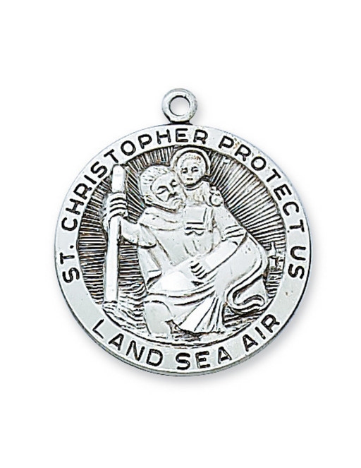 Engravable Sterling Silver St. Christopher Medal w/ 24" Rhodium Plated Chain Engravable Sterling Silver St. Christopher Medal Engravable Sterling Silver St. Christopher necklace