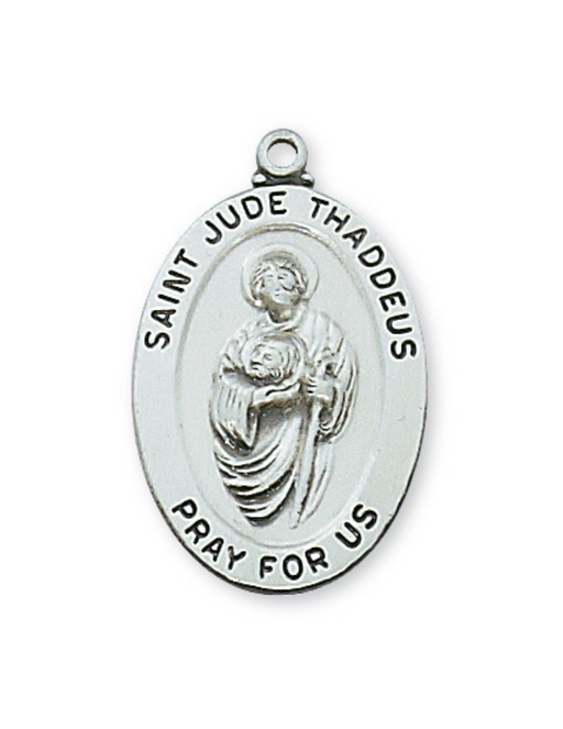 Engravable Sterling Silver St. Jude Medal w/ 18" Rhodium Plated Chain Engravable Sterling Silver St. Jude Medal Engravable Sterling Silver St. Jude necklace