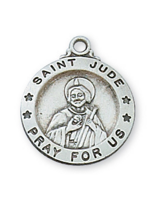 Engravable Sterling Silver St. Jude Medal w/ 18" Rhodium Chain Engravable Sterling Silver St. Jude Medal Engravable Sterling Silver St. Jude necklace