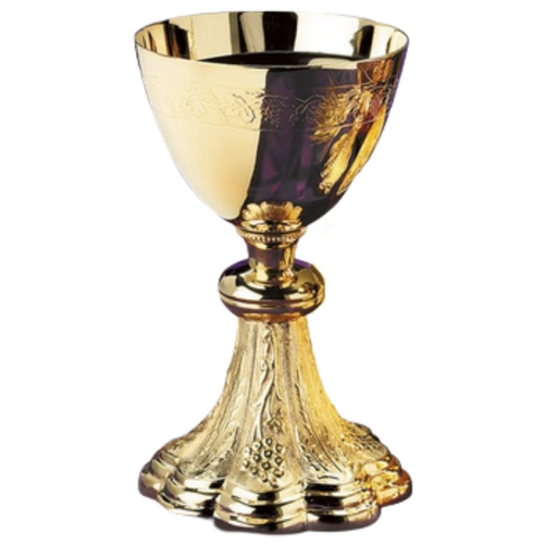 Engraved Grapes and Wheat Chalice with Paten