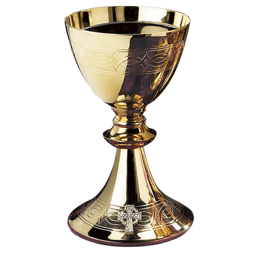 Etched Celtic Cross Chalice with Paten