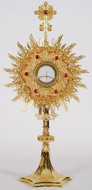 European Crown of Thorns Monstrance and Glass Enclosed Luna with Gems