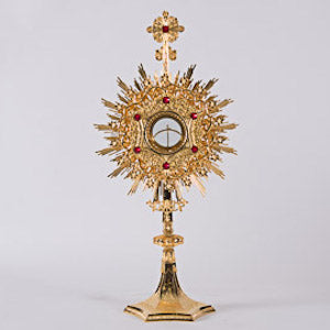 European Crown of Thorns Monstrance and Glass Enclosed Luna with Gems