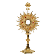 European Crown of Thorns Monstrance and Glass Enclosed Luna with Gems