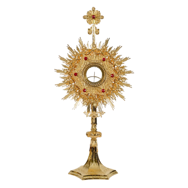 European Crown of Thorns Monstrance and Glass Enclosed Luna with Gems