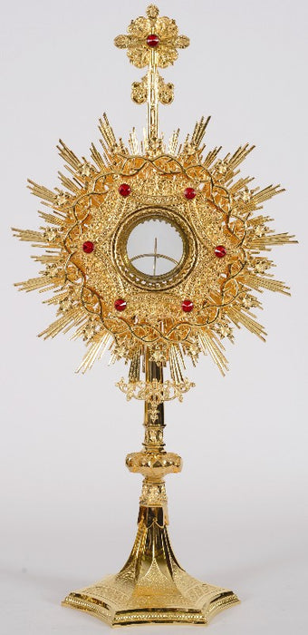 European Crown of Thorns Monstrance and Glass Enclosed Luna with Gems