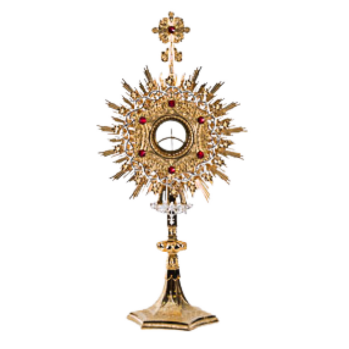 European Monstrance and Glass Enclosed Luna with Gems
