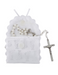 First Communion Satin Chalice Brocade Rosary Case with Snap Closure