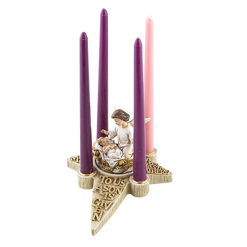 5" Nativity Angel Advent Two Piece Candleholder
