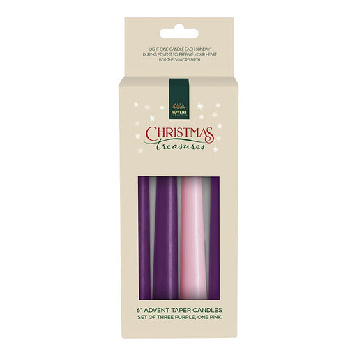 6" H Advent Taper Candle Set - 4 Pieces Per Package