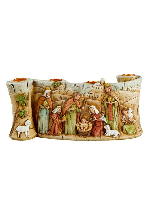10" Long Nativity Scroll Advent Candleholder - 1 Piece Per Package