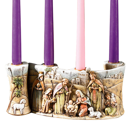 10"L Candleholder - Nativity Scroll