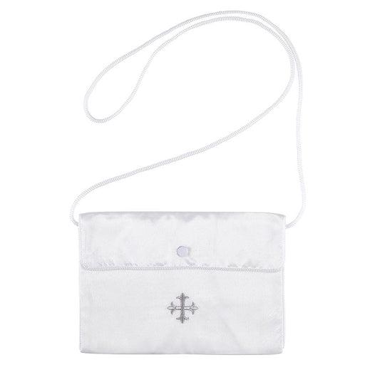First Communion Satin Embroidered Cross Purse with Snap Closure