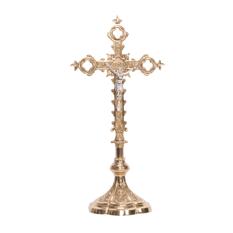 French Gothic Style Altar Crucifix Traditional Altar Cross.
