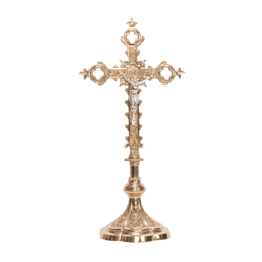 French Gothic Style Altar Crucifix Traditional Altar Cross.