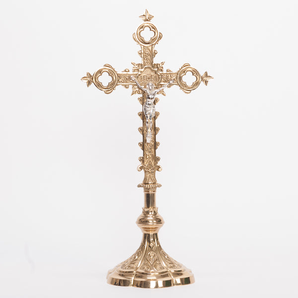 French Gothic Style Altar Crucifix Traditional Altar Cross.