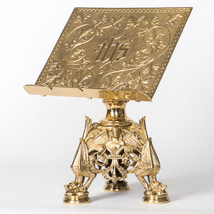 French Style Missal Bible Sacramentary Stand in Solid Brass Polished Brass and Lacquered Missal Stand- Adjustable height Book Rest.