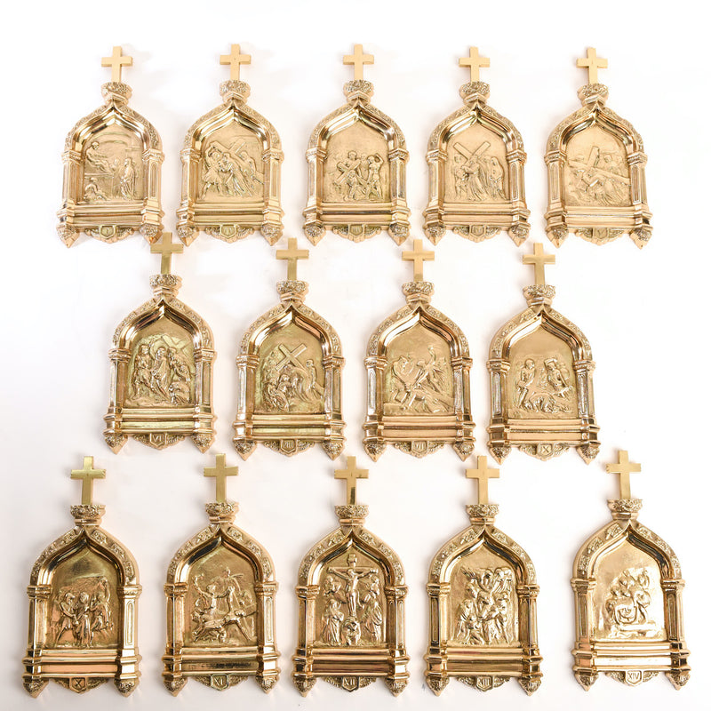 Full Solid Brass Stations of The Cross - Set of 14 Solid brass full set of 14- Stations of the Cross.