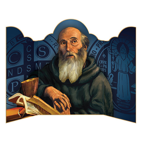 St Benedict Triptych Card | 12 Pieces Per Package St Benedict Triptych Card St Benedict Card